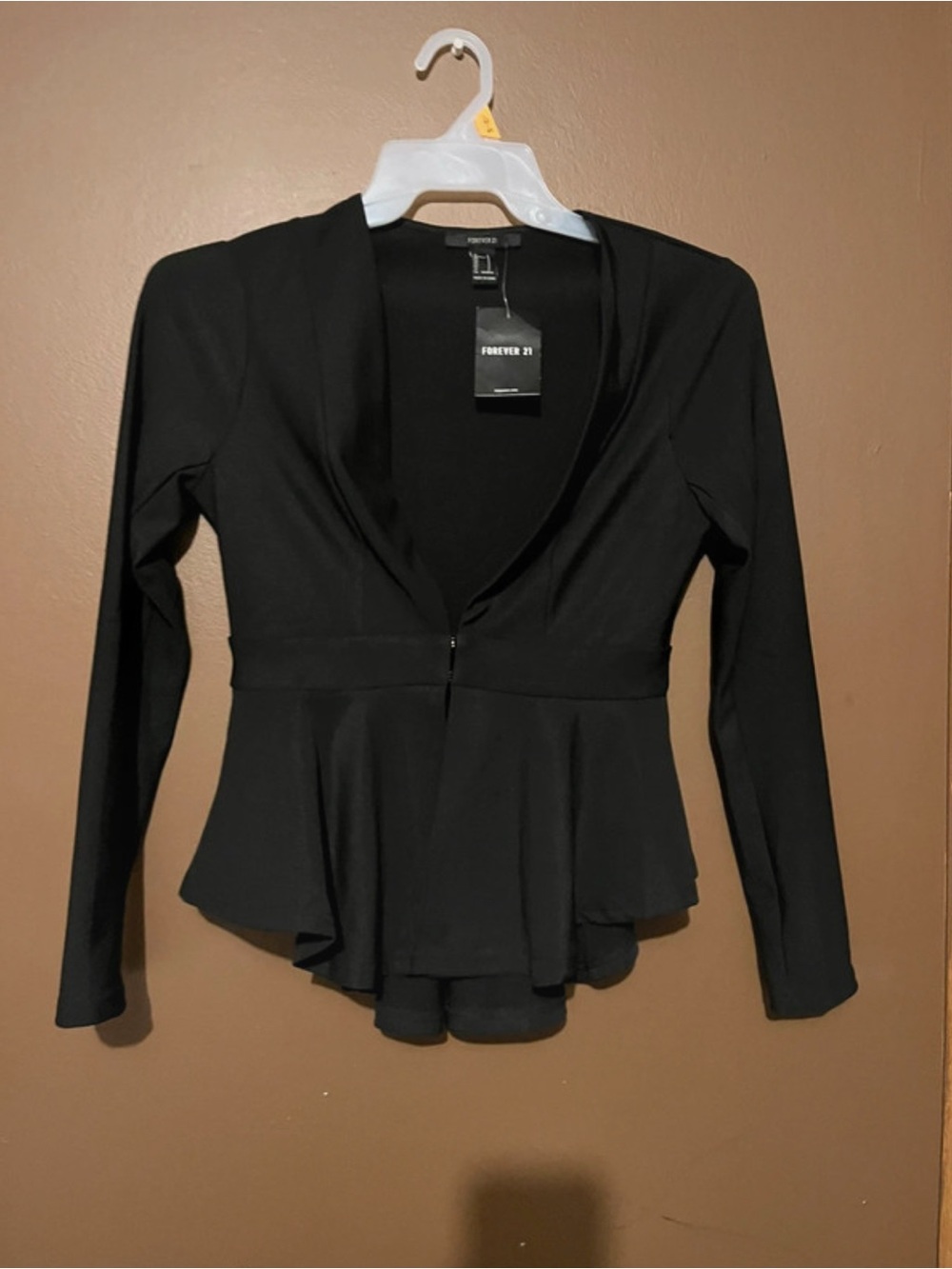 Forever 21 Black Peplum Zip Jacket